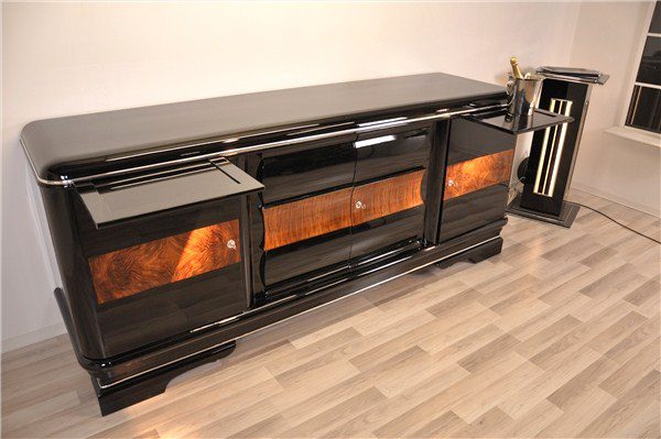 Large Art Deco Sideboard with Walnut Details
