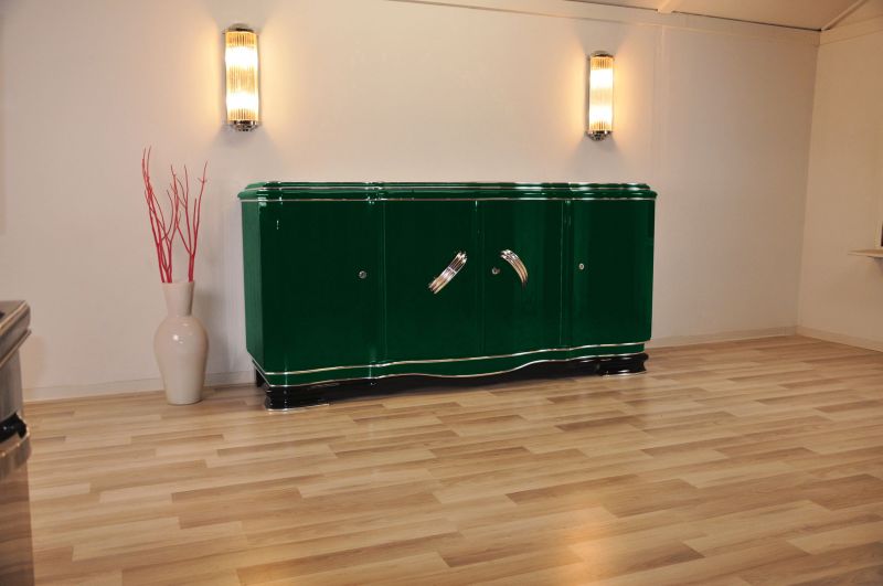XXL Art Deco Sideboard from Belgium in Jaguar Racing Green