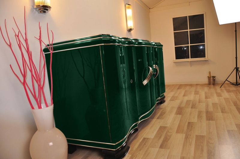 XXL Art Deco Sideboard from Belgium in Jaguar Racing Green