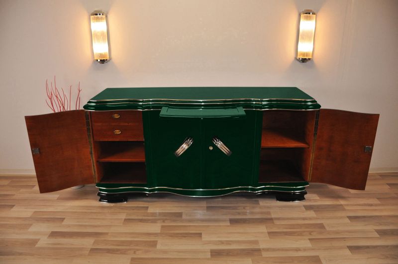 XXL Art Deco Sideboard from Belgium in Jaguar Racing Green