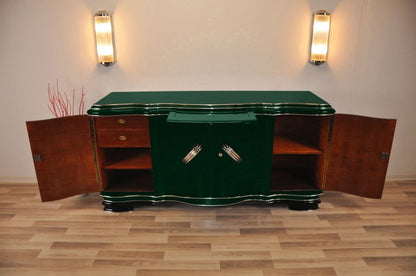 XXL Art Deco Sideboard from Belgium in Jaguar Racing Green