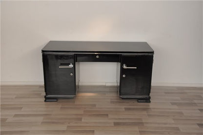 Schwarzer Art-Deco-Schreibtisch