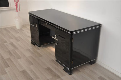 Schwarzer Art-Deco-Schreibtisch