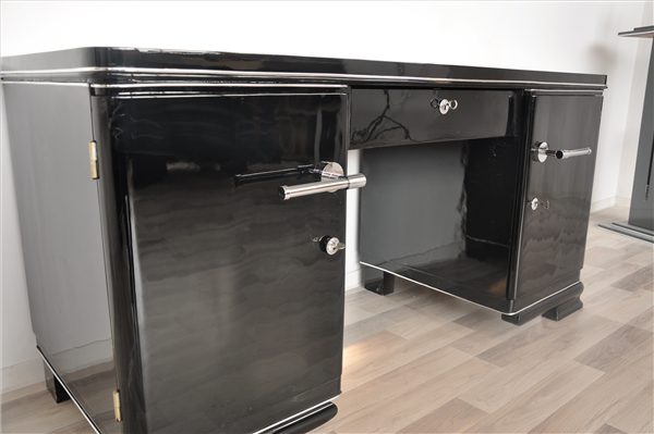 Schwarzer Art-Deco-Schreibtisch