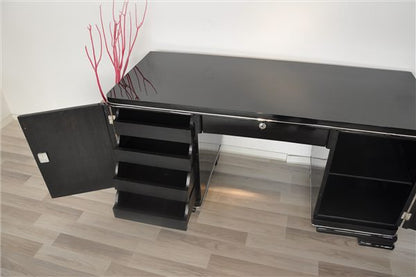 Schwarzer Art-Deco-Schreibtisch