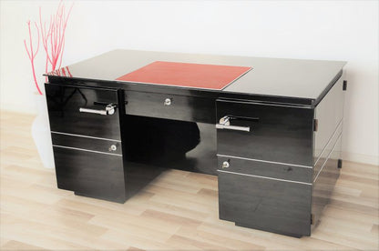 Französischer Art Deco Schreibtisch mit Alcantara Akzenten