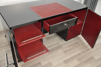 French Art Deco Desk with Alcantara Details