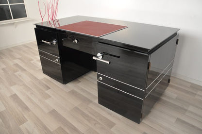 French Art Deco Desk with Alcantara Details