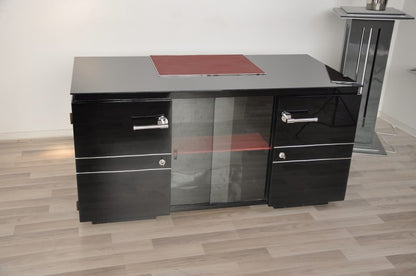 French Art Deco Desk with Alcantara Details
