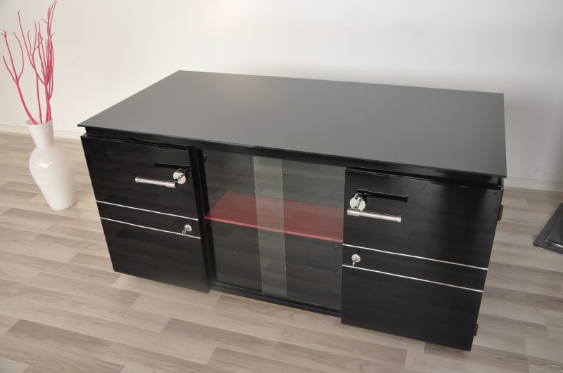 Französischer Art Deco Schreibtisch mit Alcantara Akzenten