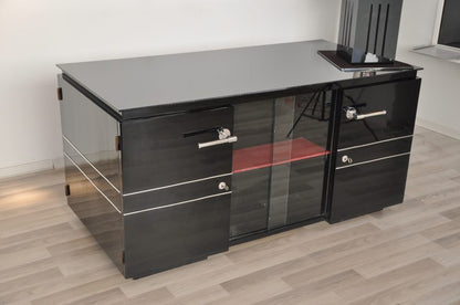 French Art Deco Desk with Alcantara Details