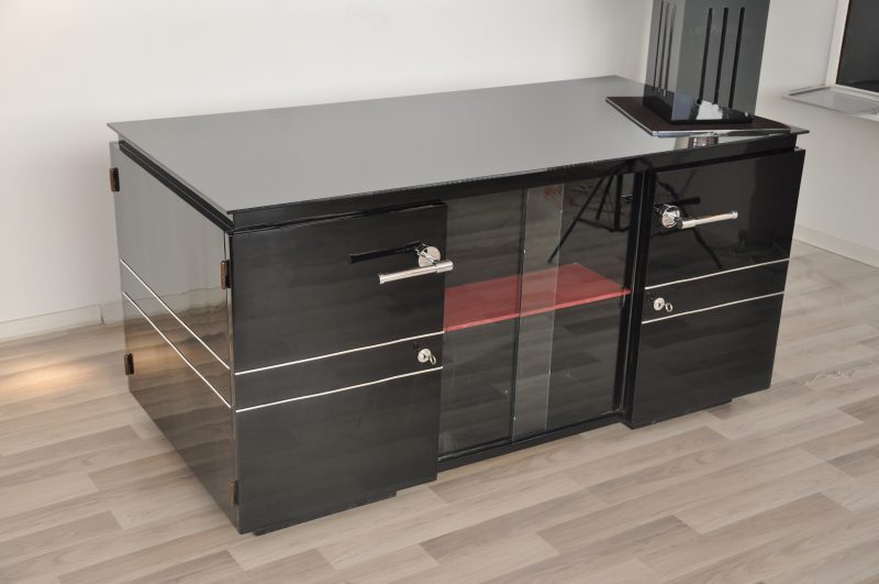 Französischer Art Deco Schreibtisch mit Alcantara Akzenten