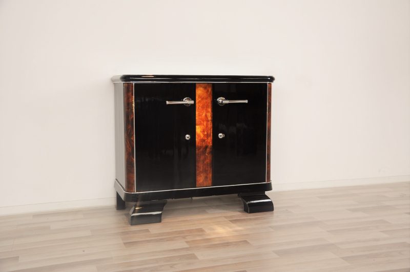 French Art Deco Commode with Burlwood Details