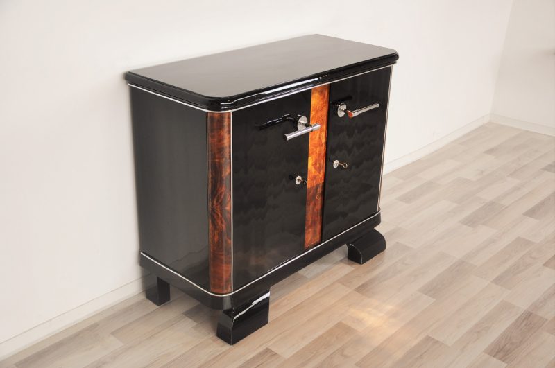 French Art Deco Commode with Burlwood Details