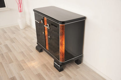 French Art Deco Commode with Burlwood Details