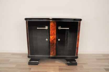 French Art Deco Commode with Burlwood Details