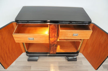 French Art Deco Commode with Burlwood Details
