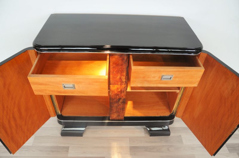 French Art Deco Commode with Burlwood Details