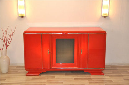 Red Art Deco Buffet with a Wonderful Paintjob
