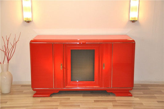 Red Art Deco Buffet with a Wonderful Paintjob