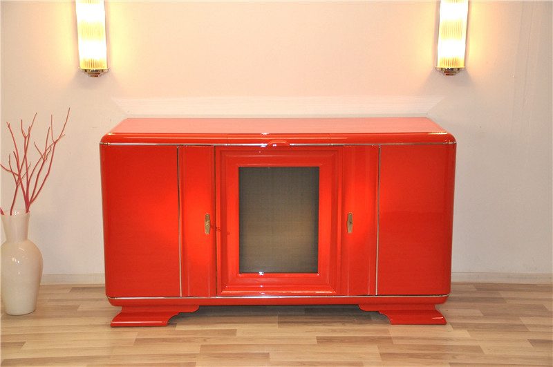 Red Art Deco Buffet with a Wonderful Paintjob