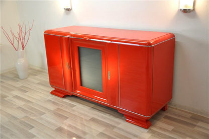 Red Art Deco Buffet with a Wonderful Paintjob