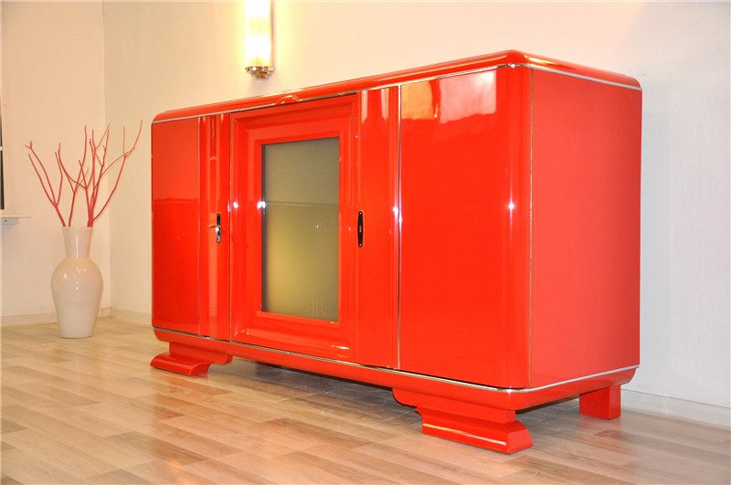 Red Art Deco Buffet with a Wonderful Paintjob