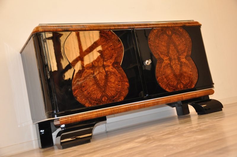 Vintage Art Deco Kommode mit Wurzelholzfurnier