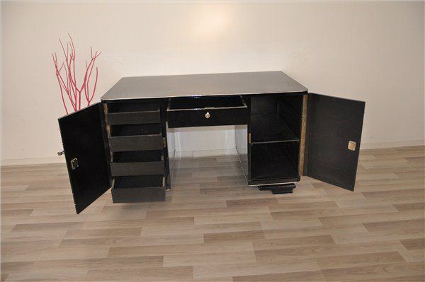 Art-Deco-Schreibtisch mit Chromauskleidung