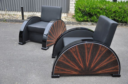 Paar Art-Deco-Sessel aus Palisanderholz