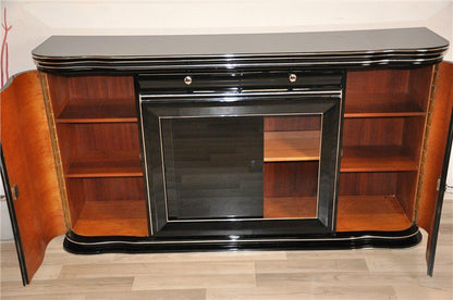 Schwarzes Art-Deco-Highboard