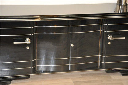 Großes Sideboard im Art-déco-Stil mit Chromstangen