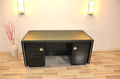 Massive Art Deco Desk with Leather Plate