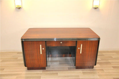 Zweiseitiger Art-Deco-Schreibtisch aus Palisanderholz