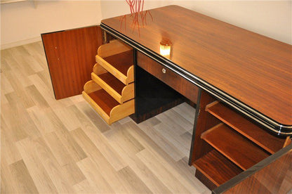 Zweiseitiger Art-Deco-Schreibtisch aus Palisanderholz