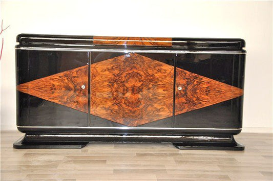 Französisches Sideboard mit Schachbrettfurnier