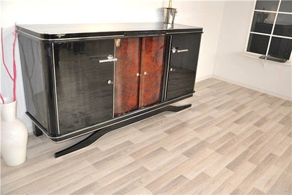 Schwebendes Art-Deco-Buffet mit Walnusstür