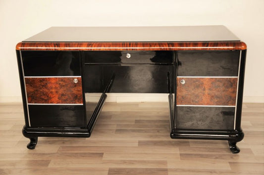Highgloss Art Deco Desk with Burl Details