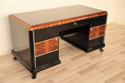 Highgloss Art Deco Desk with Burl Details