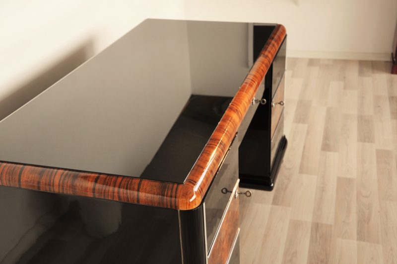 Highgloss Art Deco Desk with Burl Details