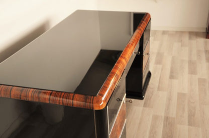 Highgloss Art Deco Desk with Burl Details