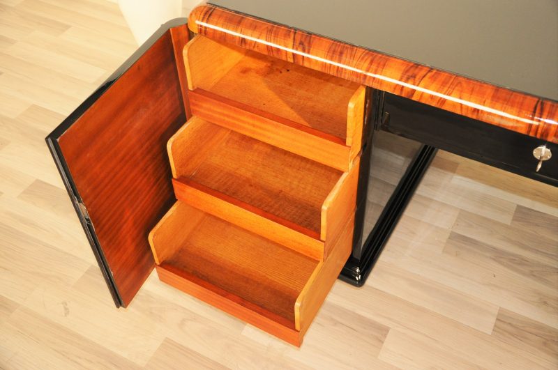 Highgloss Art Deco Desk with Burl Details