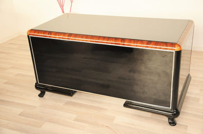 Highgloss Art Deco Desk with Burl Details