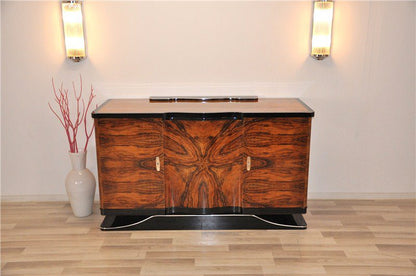 Gebogenes Sideboard aus Walnussholz im Art-Deco-Stil