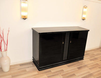 Art-Deco-Highboard in Hochglanzschwarz