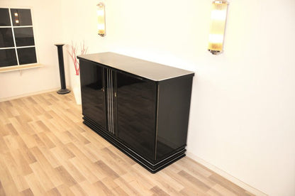 Art-Deco-Highboard in Hochglanzschwarz