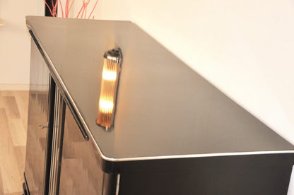 Art-Deco-Highboard in Hochglanzschwarz