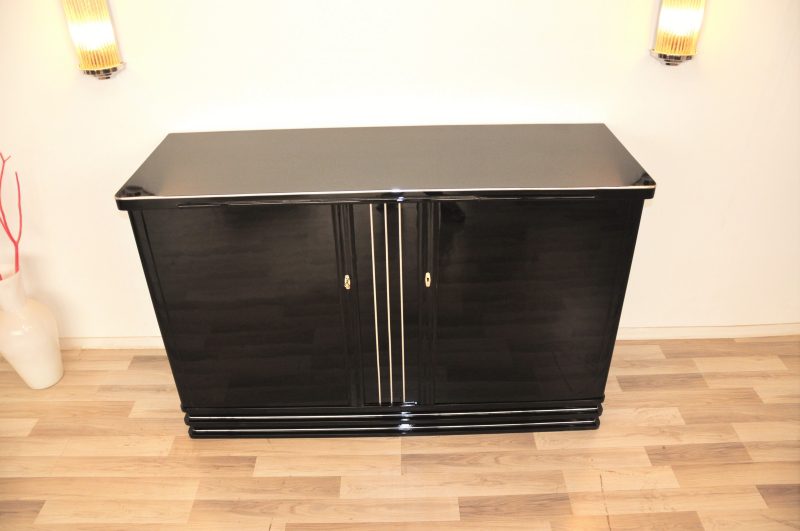 Art-Deco-Highboard in Hochglanzschwarz