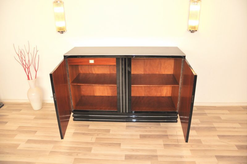 Art Deco Highboard in Hochglanz Schwarz