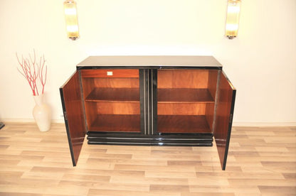 Art-Deco-Highboard in Hochglanzschwarz